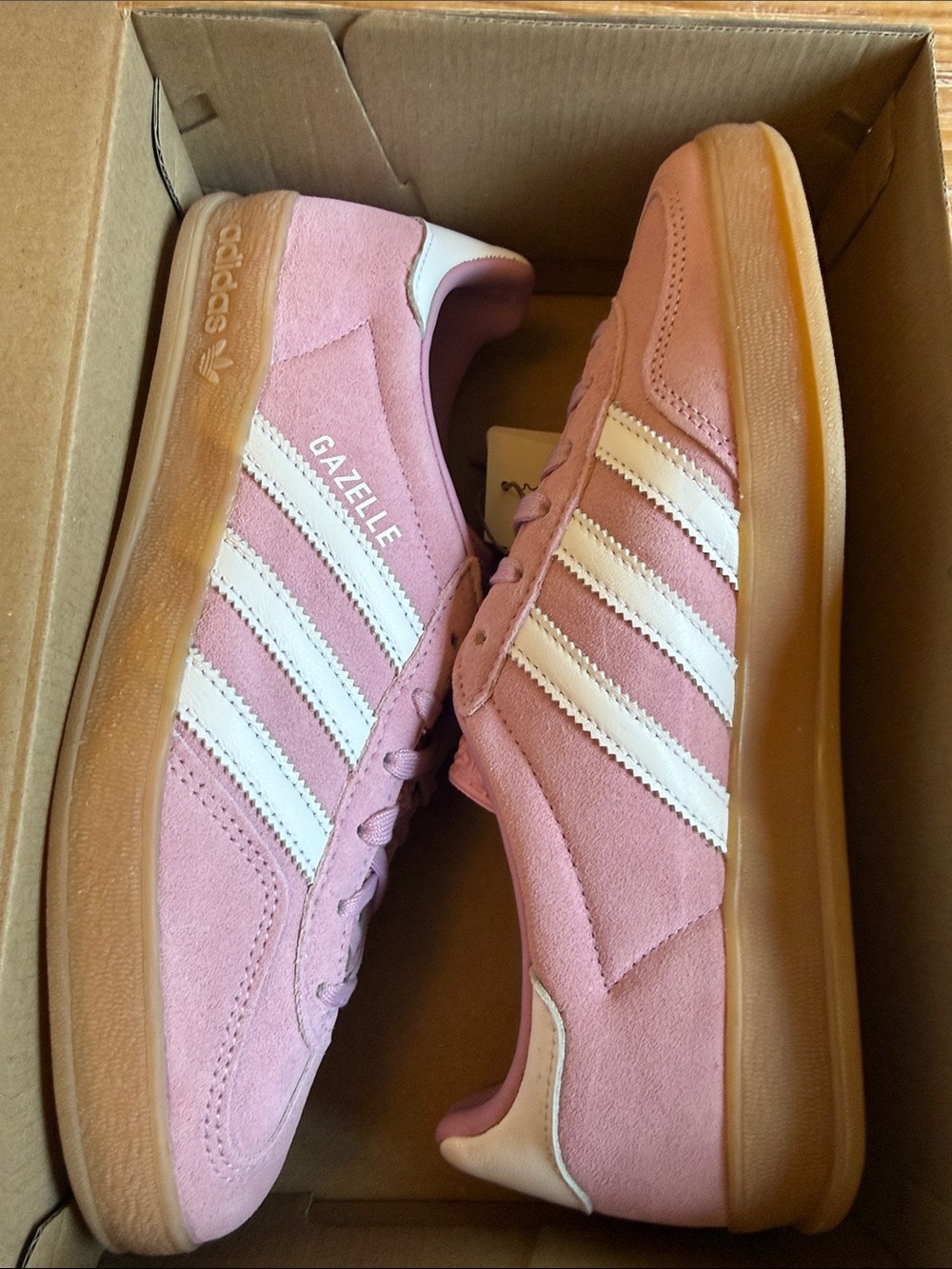 adidas Gazelle Women's Pink Suede Sneakers with White Stripes JS1395 - Picture 5 of 7
